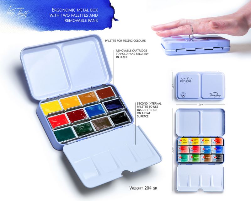 Watercolour set "White Nights", metal box